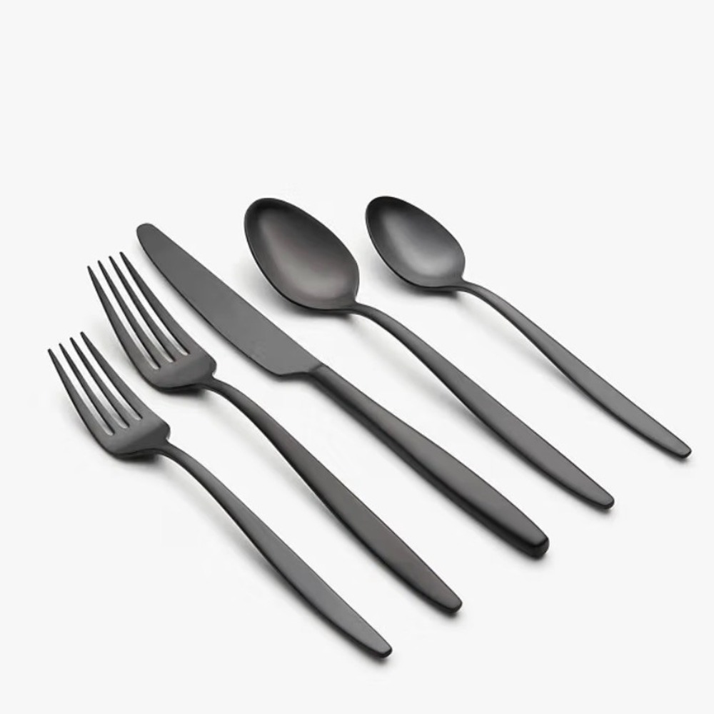 NEW Cambridge Nylah Black 20 Piece Flatware Set 18/0 Stainless Steel Matte Finis